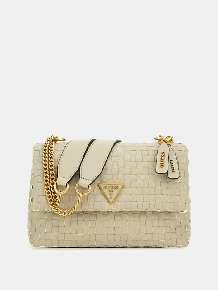 Women Lisbet Woven Mini Crossbody Beige Guess Crossbody Bags