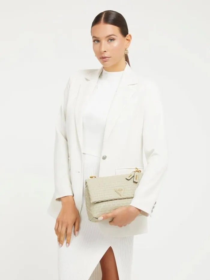 Women Lisbet Woven Mini Crossbody Beige Guess Crossbody Bags