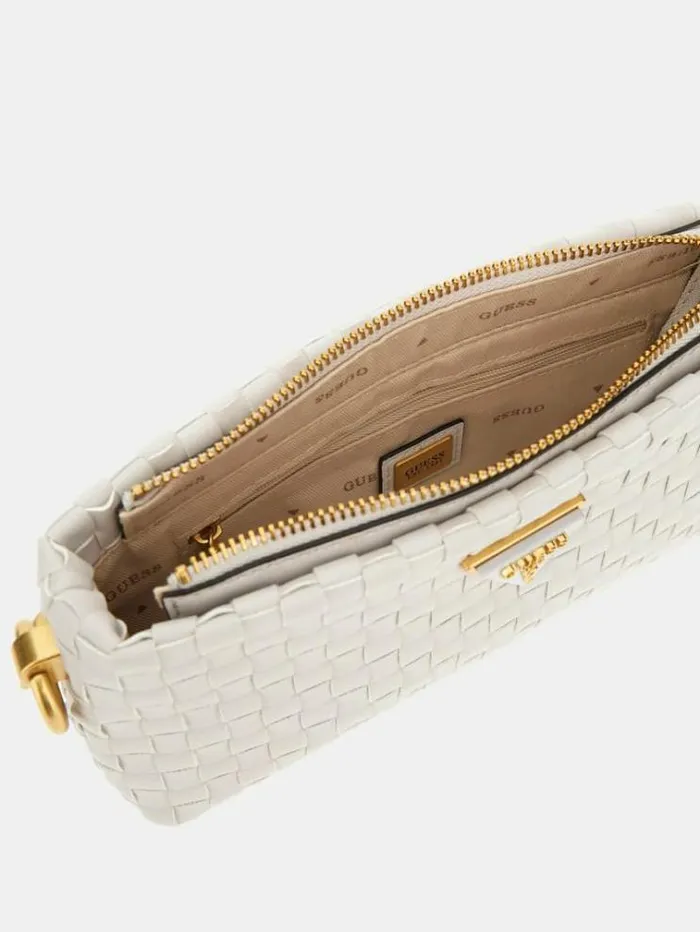 Women Lisbet Woven Mini Crossbody White Guess Crossbody Bags