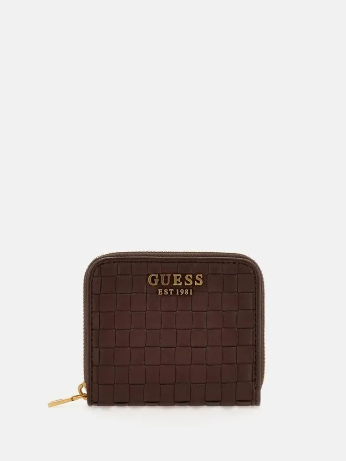 Women Lisbet Woven Mini Wallet Brown Guess Wallets