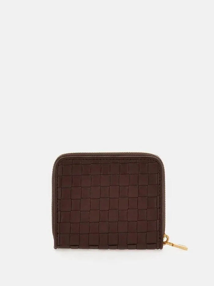 Women Lisbet Woven Mini Wallet Brown Guess Wallets