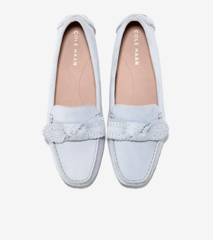 Women Loafers and Drivers Cole Haan Bellport Bow Drivers Heather Blue