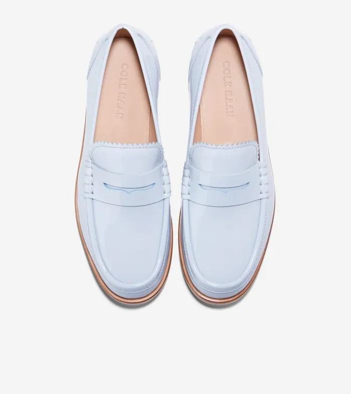 Women Loafers and Drivers Cole Haan Christyn Penny Loafers Heather Blue Patent