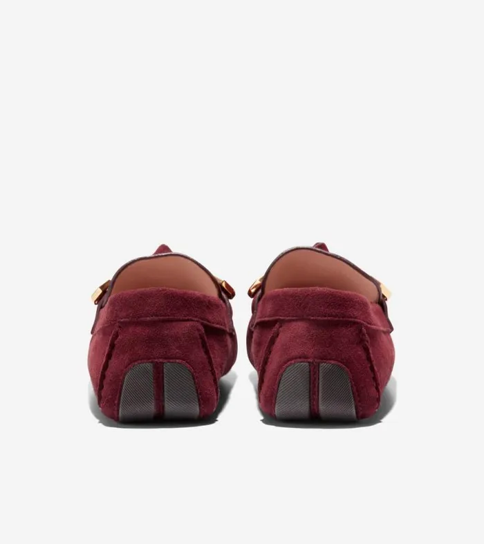 Women Loafers and Drivers Cole Haan Evelyn Bow Driver Bloodstone Suede