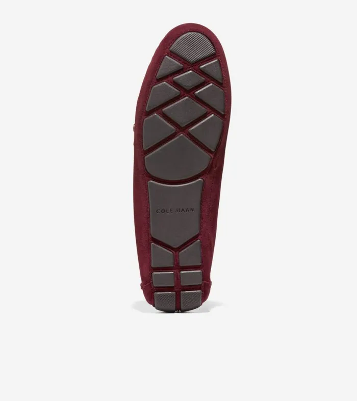 Women Loafers and Drivers Cole Haan Evelyn Bow Driver Bloodstone Suede