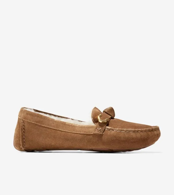 Women Loafers and Drivers Cole Haan Evelyn Bow Drivers Golden Toffee