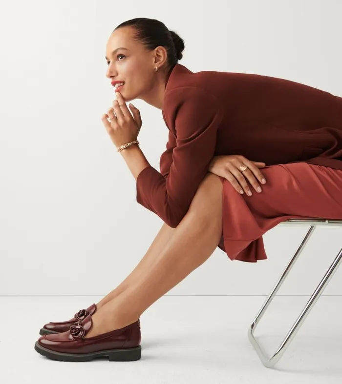 Women Loafers and Drivers Cole Haan Geneva Chain Loafers Bloodstone