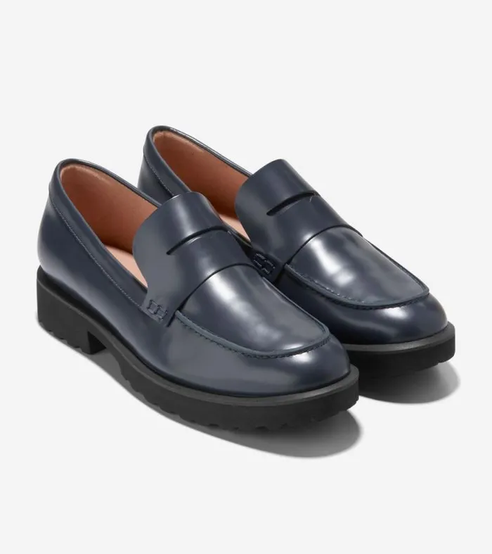 Women Loafers and Drivers Cole Haan Geneva Loafers Navy Blazer Blue