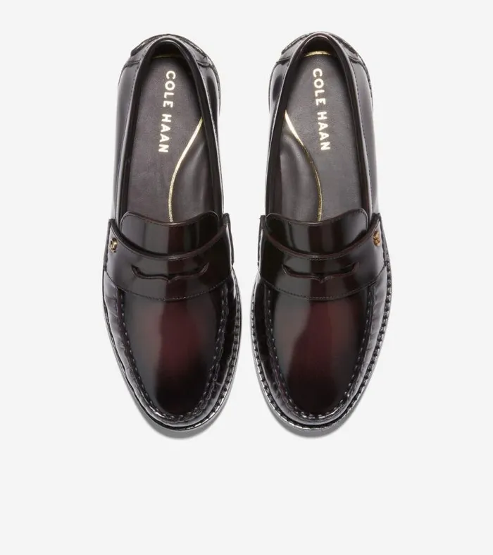 Women Loafers and Drivers Cole Haan Lux Pinch Penny Loafer Deep Burgundy
