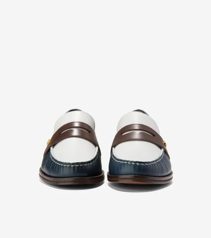 Women Loafers and Drivers Cole Haan Lux Pinch Penny Loafers Ivorychocolateblue Wing Teal