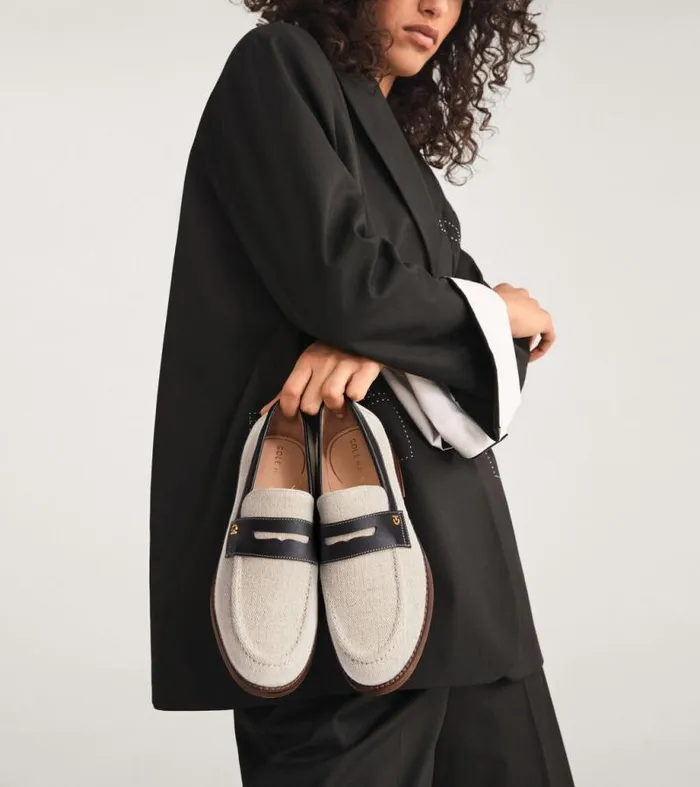 Women Loafers and Drivers Cole Haan Lux Pinch Penny Loafers Naturalblack