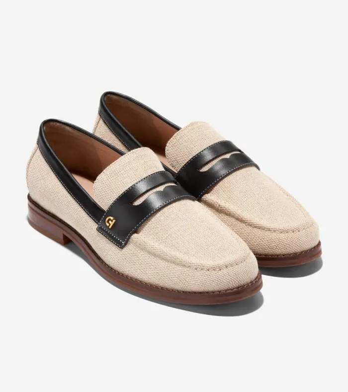 Women Loafers and Drivers Cole Haan Lux Pinch Penny Loafers Naturalblack