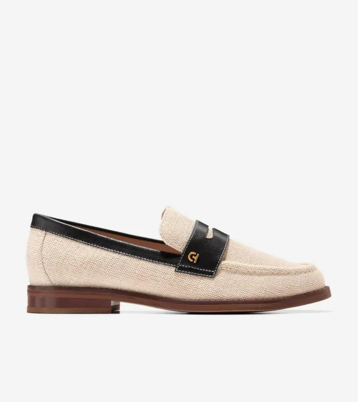 Women Loafers and Drivers Cole Haan Lux Pinch Penny Loafers Naturalblack