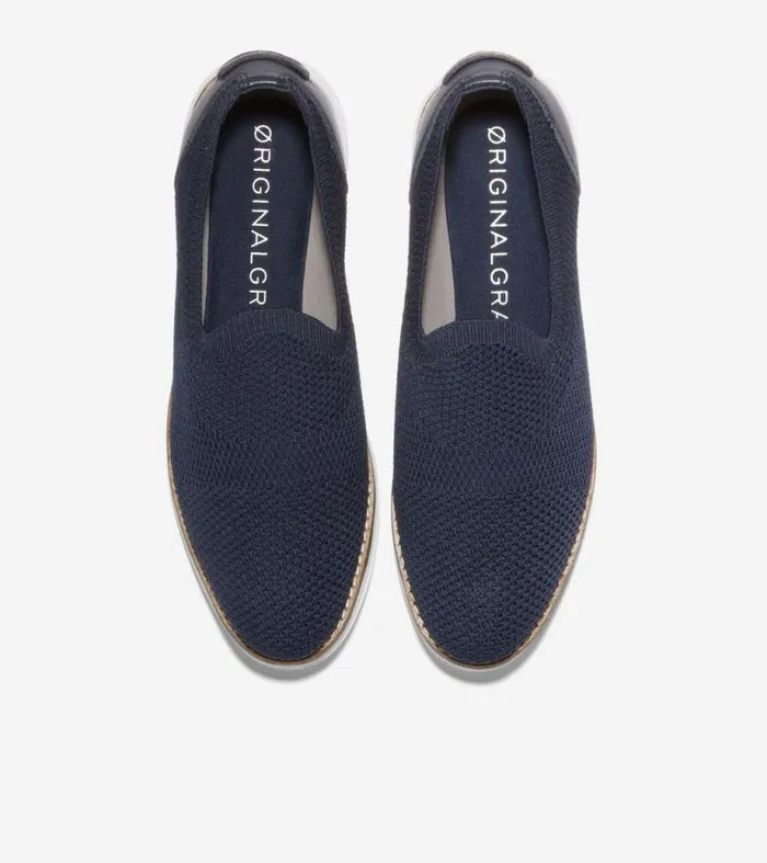 Women Loafers and Drivers Cole Haan Original Grand Cloudfeel Meridian Loafer Navy Knitoptic White