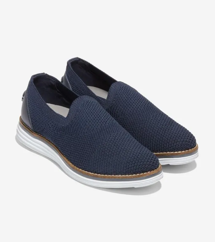 Women Loafers and Drivers Cole Haan Original Grand Cloudfeel Meridian Loafer Navy Knitoptic White