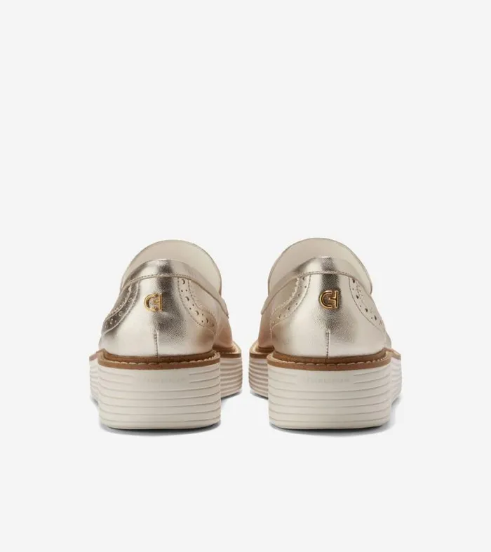 Women Loafers and Drivers Cole Haan riginalGrand Platform Venetian Loafers Soft Goldivory