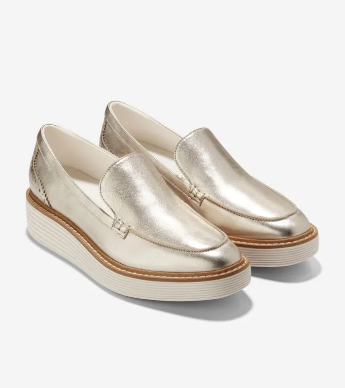 Women Loafers and Drivers Cole Haan riginalGrand Platform Venetian Loafers Soft Goldivory