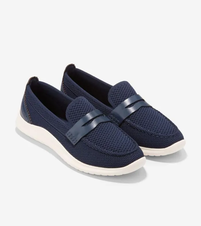 Women Loafers and Drivers Cole Haan ZERGRAND Meritt Loafers Marine Blue Stitchlitetradeivory