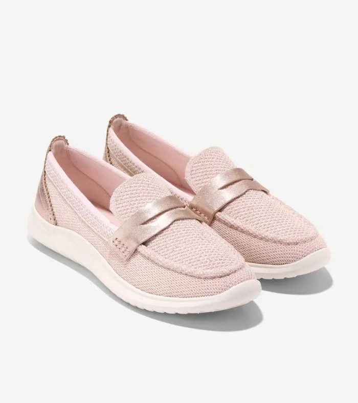 Women Loafers and Drivers Cole Haan ZERGRAND Meritt Stitchlite Loafers Rose Gold Metallicivory