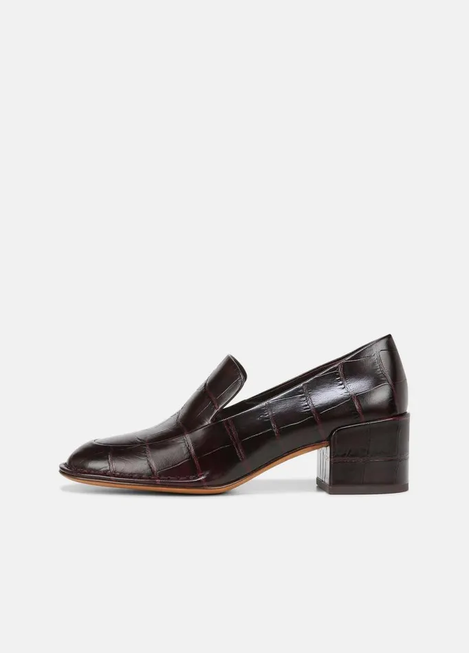 Women Loafers and Mules Vince Millie Leather Heeled Loafer Plum Wine