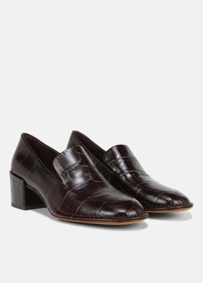 Women Loafers and Mules Vince Millie Leather Heeled Loafer Plum Wine