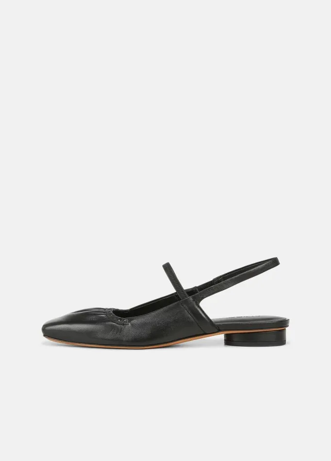 Women Loafers and Mules Vince Venice Leather Slingback Flat Black