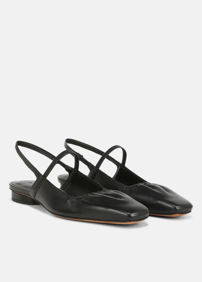 Women Loafers and Mules Vince Venice Leather Slingback Flat Black