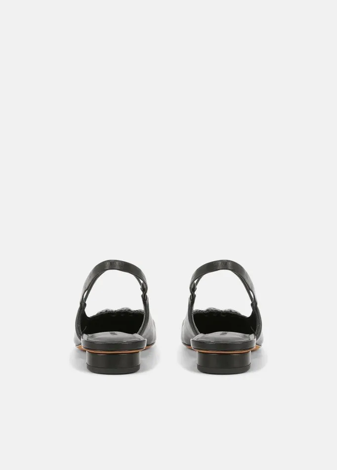 Women Loafers and Mules Vince Venice Leather Slingback Flat Black