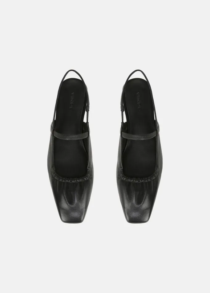 Women Loafers and Mules Vince Venice Leather Slingback Flat Black