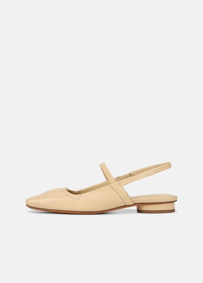 Women Loafers and Mules Vince Venice Leather Slingback Flat Macadamia