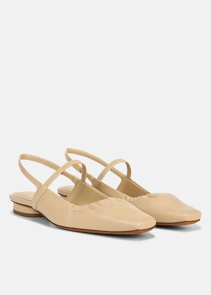 Women Loafers and Mules Vince Venice Leather Slingback Flat Macadamia