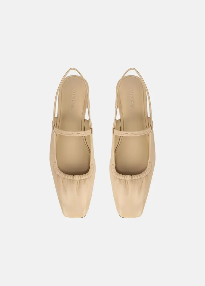 Women Loafers and Mules Vince Venice Leather Slingback Flat Macadamia