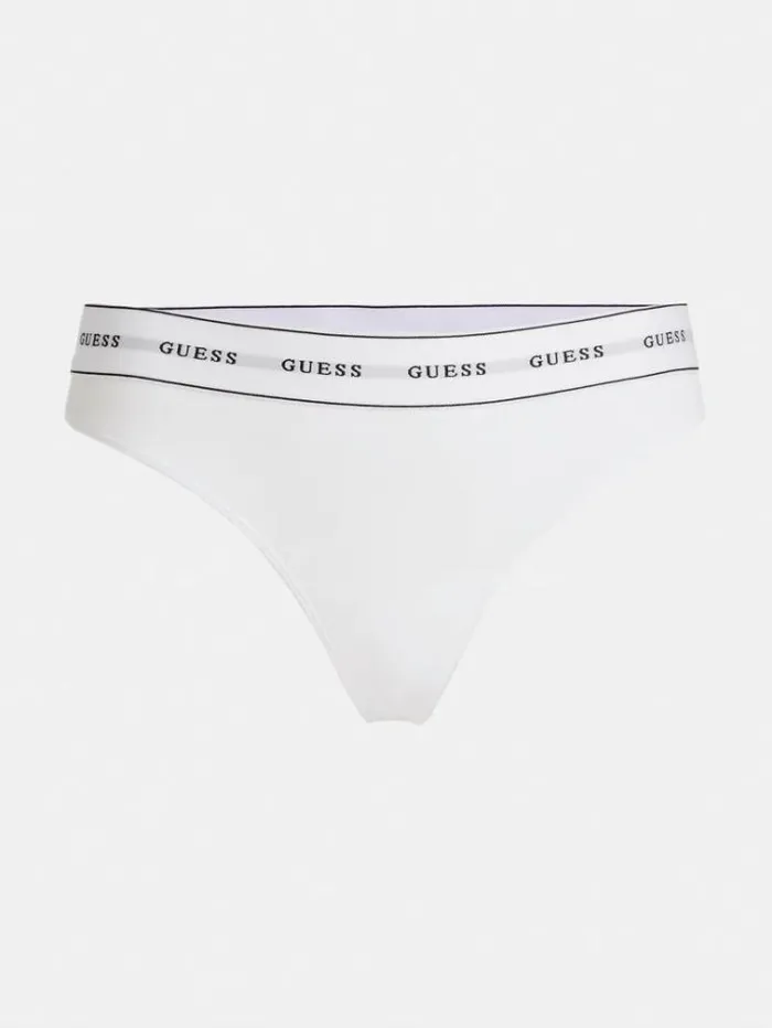 Women Logo Band Tanga White Guess Underwear