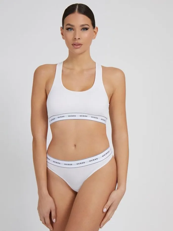 Women Logo Band Thong Brief White Guess Underwear