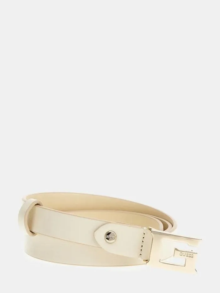 Women Logo Script Belt Cream Guess Belts