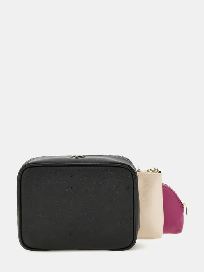 Women Logo Script Vanity Case Set Multicolor Pattern Guess Travel Bags