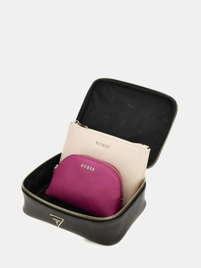 Women Logo Script Vanity Case Set Multicolor Pattern Guess Travel Bags