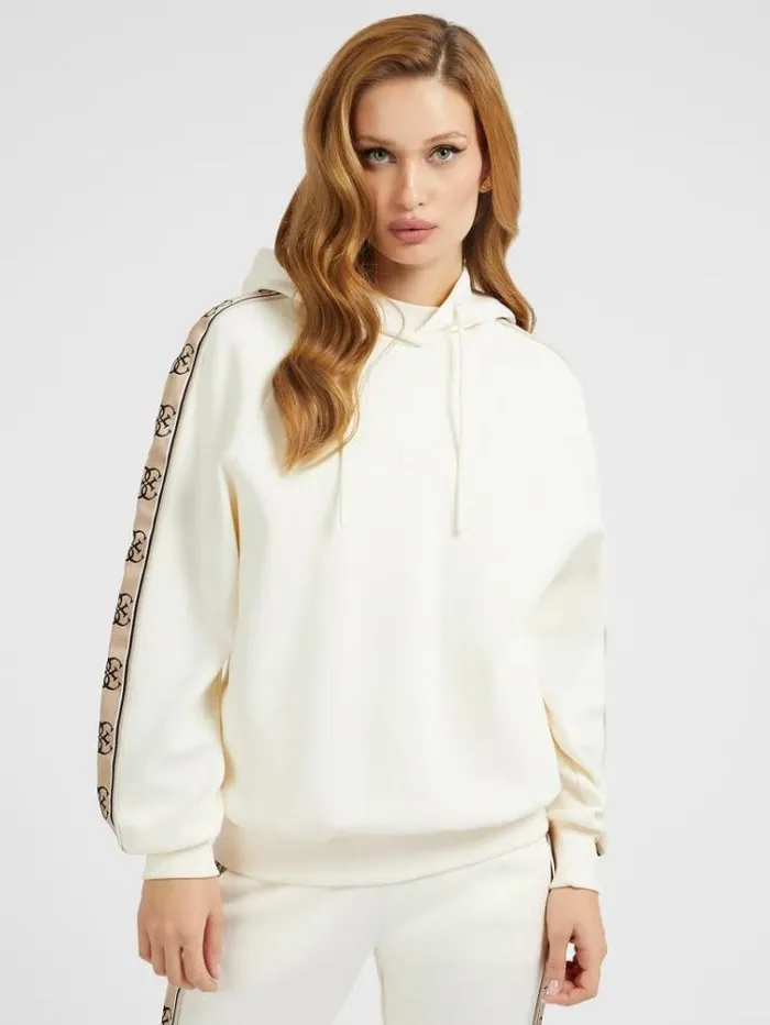 Women Logo Tape Sweatshirt White Guess Knitwear And Sweatshirts
