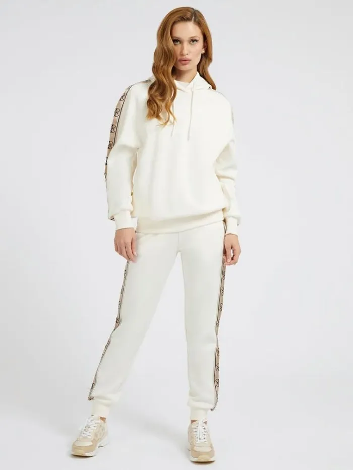 Women Logo Tape Sweatshirt White Guess Knitwear And Sweatshirts
