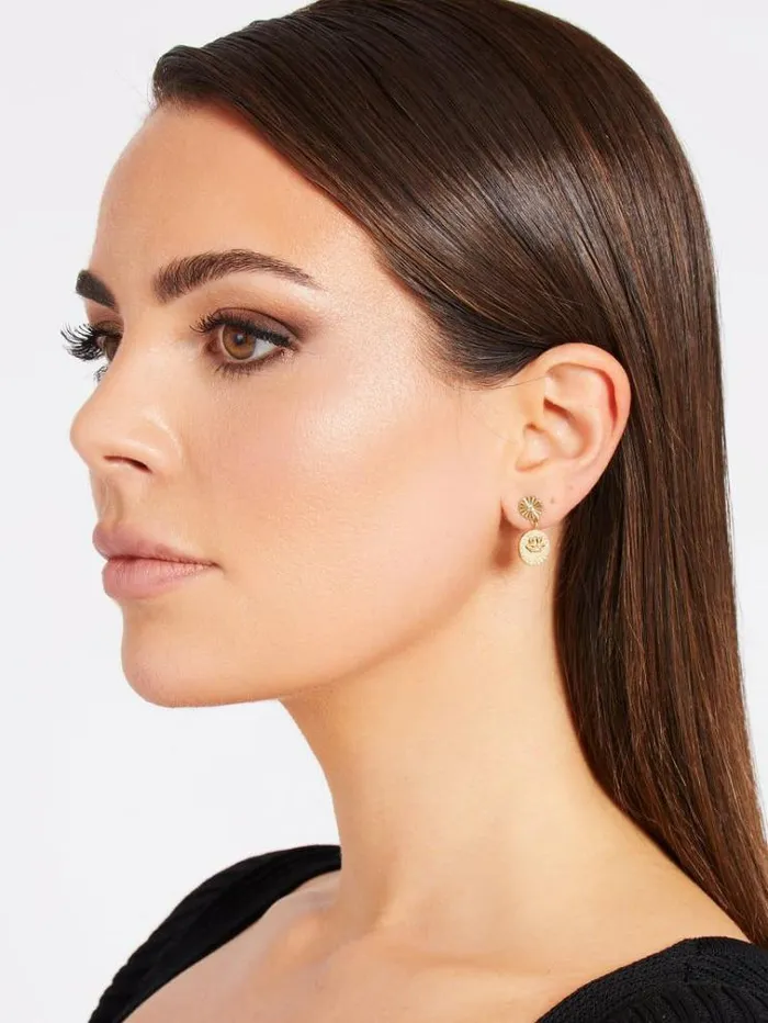 Women lotus Earrings Gold Guess Jewellery