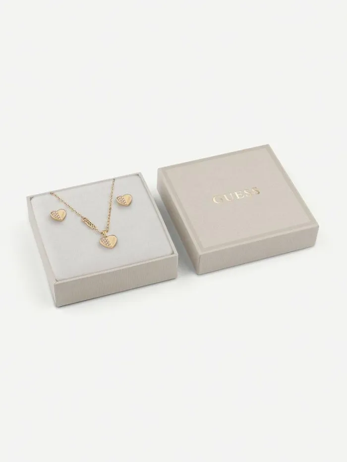 Women lovely Guess Necklace And Earrings Set Gold Guess Jewellery