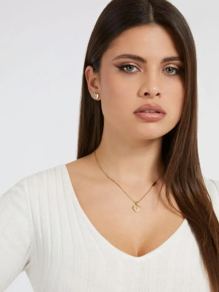 Women lovely Guess Necklace And Earrings Set Gold Guess Jewellery