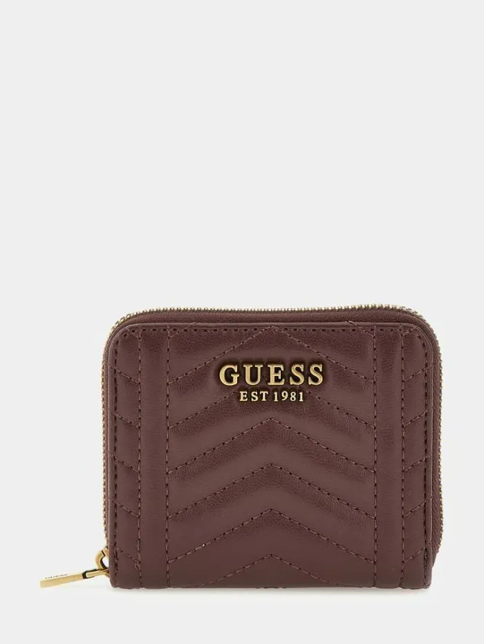 Women Lovide Quilted Mini Wallet Burgundy Guess Wallets