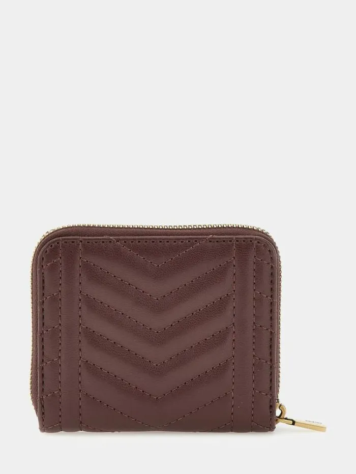 Women Lovide Quilted Mini Wallet Burgundy Guess Wallets