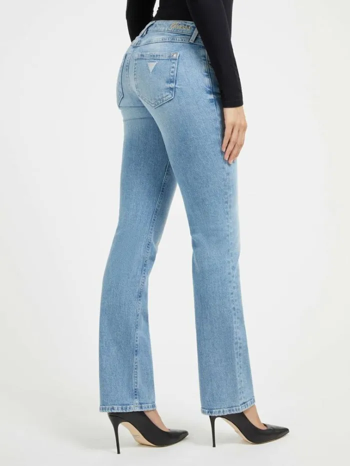 Women Low Rise Straight Denim Pant Light Blue Guess Flared And Bootcut
