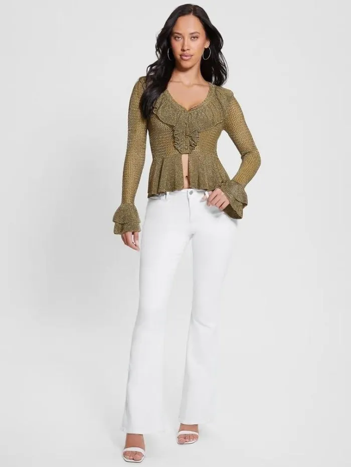 Women Lurex Cardigan Green Guess Knitwear And Sweatshirts