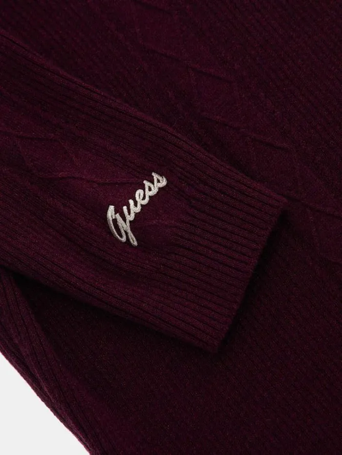 Women Lurex Midi Sweater Dress Purple Guess Dresses And Jumpsuits