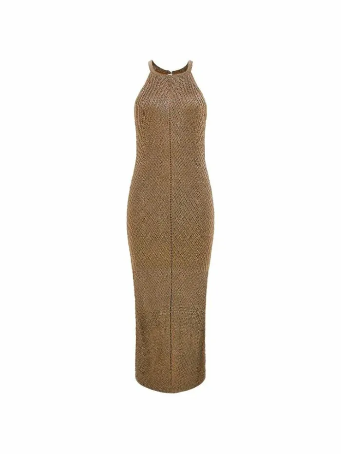 Women Lurex Yarn Long Dress Green Guess Dresses And Jumpsuits