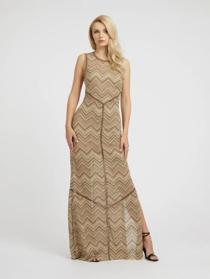 Women Macram Long Dress Brown Guess Dresses And Jumpsuits