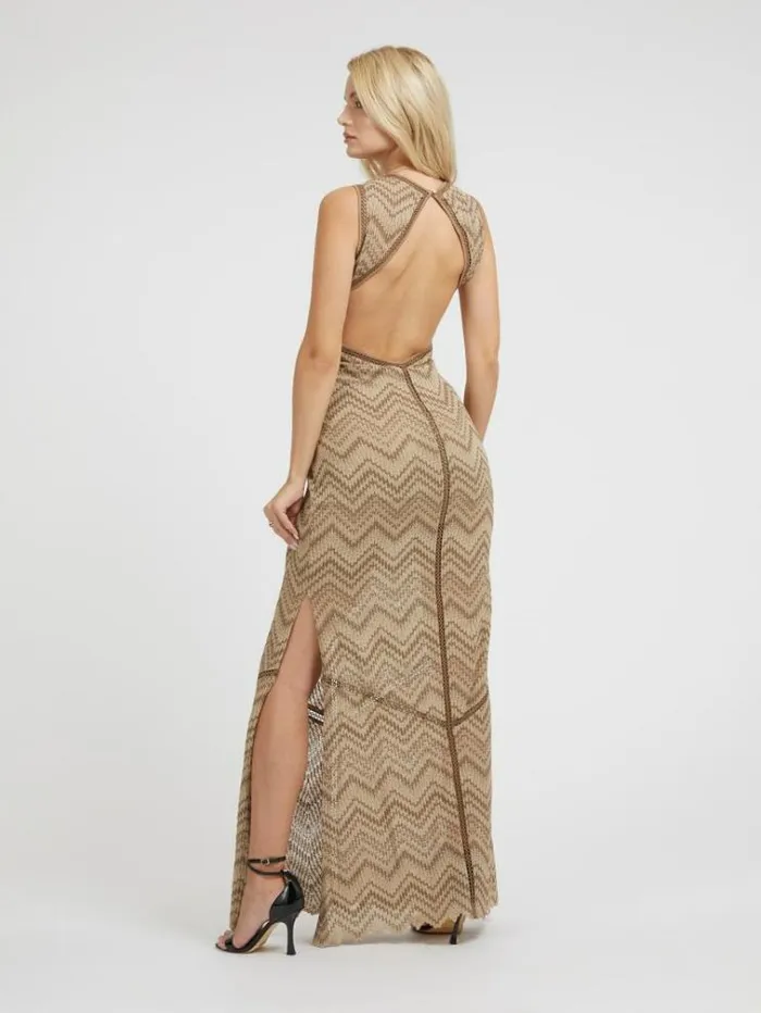 Women Macram Long Dress Brown Guess Dresses And Jumpsuits